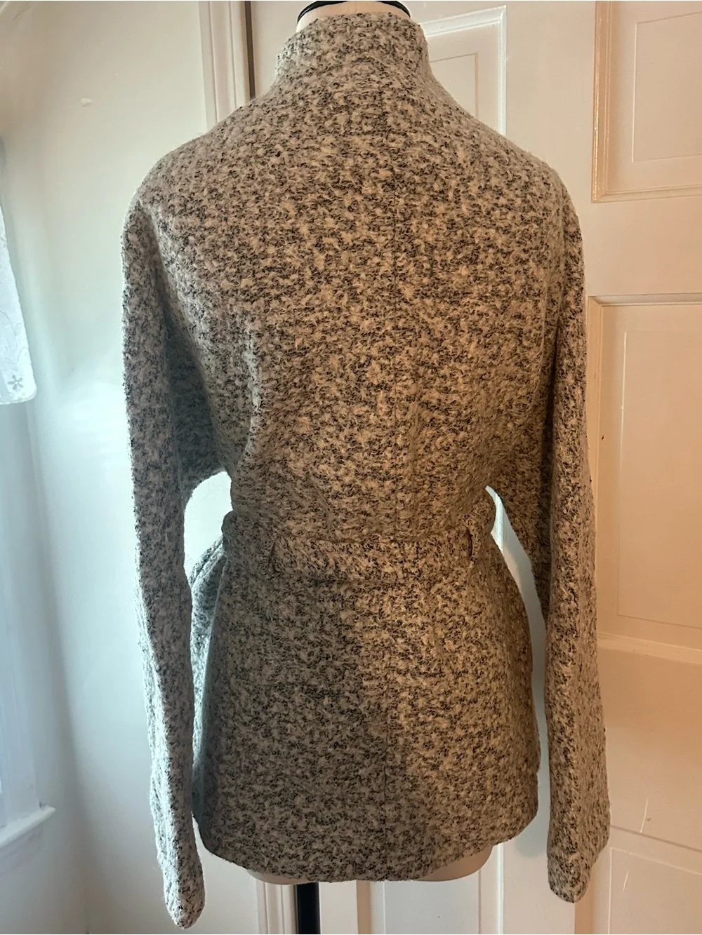 NWT Mango Gray Marled Belted Wrap Trench Coat